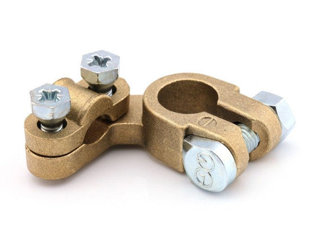 Accupoolklem, koper, haaks, zware uitvoering, pos = +