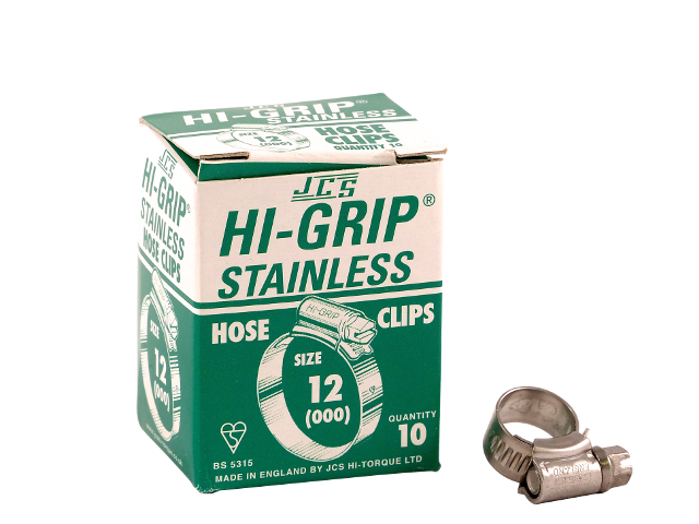 Hi-Grip slangklem, RVS, no.  12, voor 9-12 mm, inh. doos 10 st.