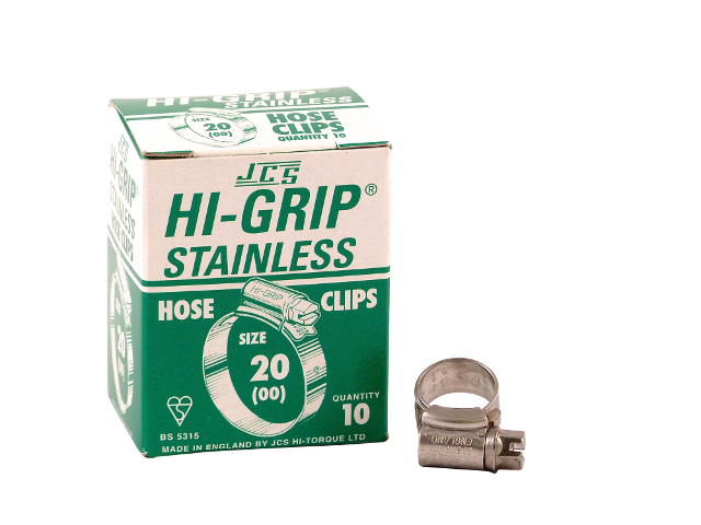 Hi-Grip slangklem, RVS, no.  20, voor 13-20 mm, inh. doos 10 st.