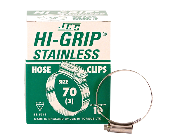 Hi-Grip slangklem, RVS, no.  70, voor 50-70 mm, inh. doos 10 st. 